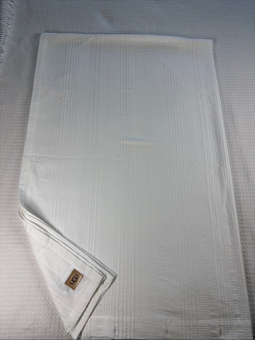 Ugg white cotton pleated shower curtain